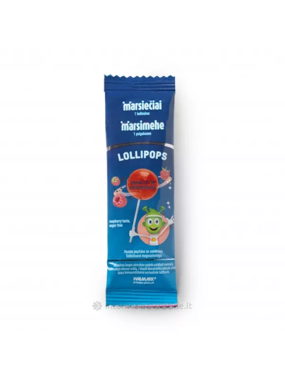 MARSIEČIAI maisto papildas RASPBERRY LOLLIPOPS,  ledinukas N1, Vnt | internetinevaistine.lt