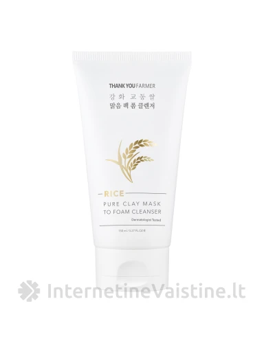 THANK YOU FARMER Rice Pure Clay Mask/Foam valiklis 2in1, 150 ml | internetinevaistine.lt