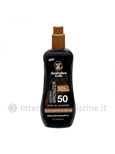 AUSTRALIAN GOLD nuo saulės apsaugantis pienelis su bronzantais, SPF 50, 237 m, Vnt | internetinevaistine.lt