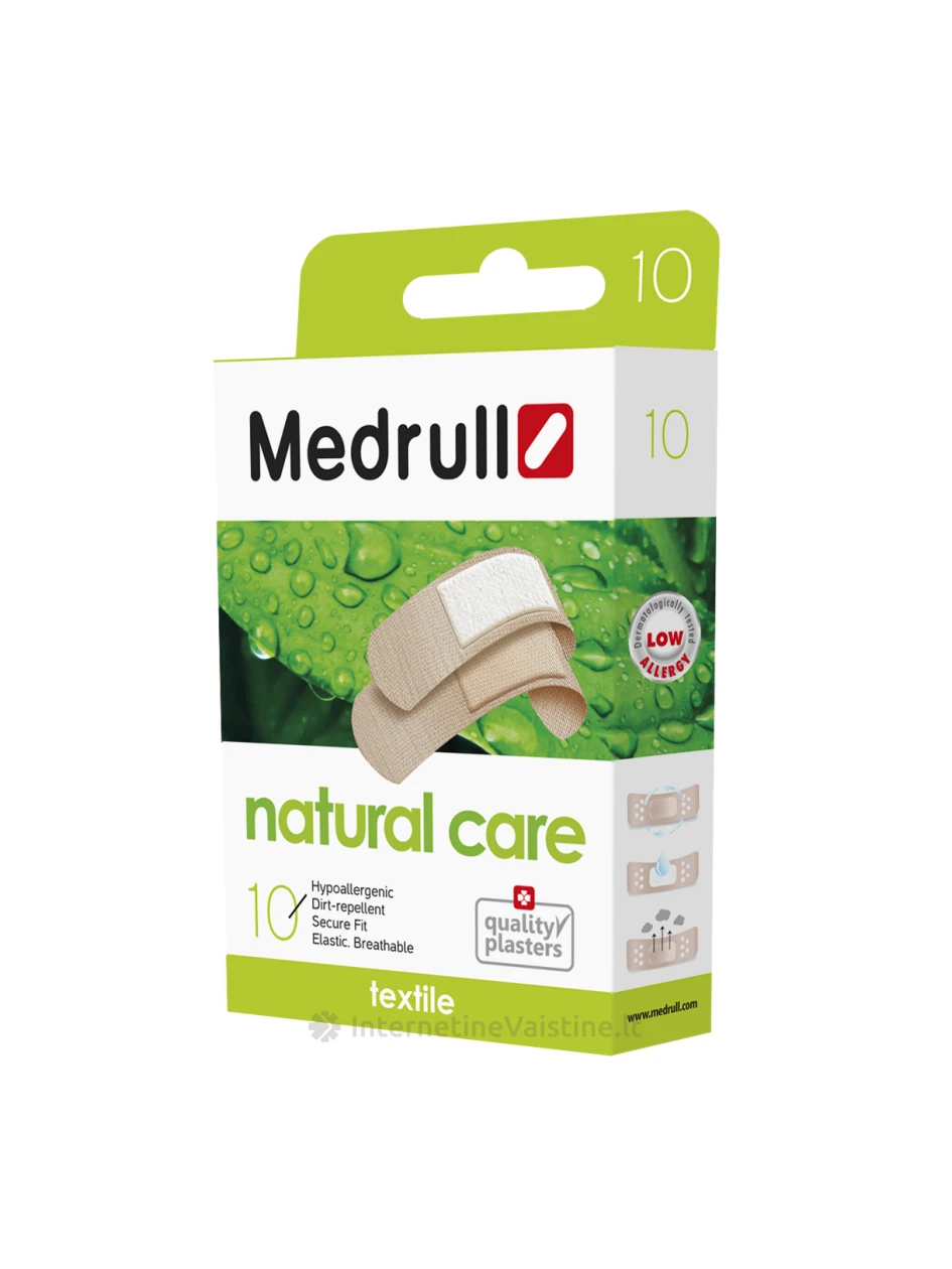 Pleistras (tekstilinis) Natural Care 10 vnt. Medrull | internetinevaistine.lt