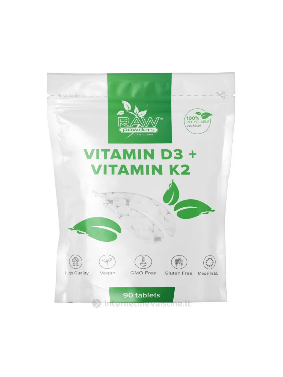 Vitaminas D3 + Vitaminas K2 (90 tablečių), N1 | internetinevaistine.lt