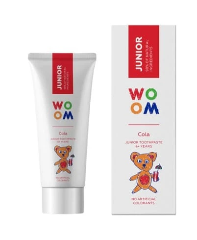 WOOM dantų pasta vaikams JUNIOR COLA, nuo 6 m., kolos skonio, 50 ml
