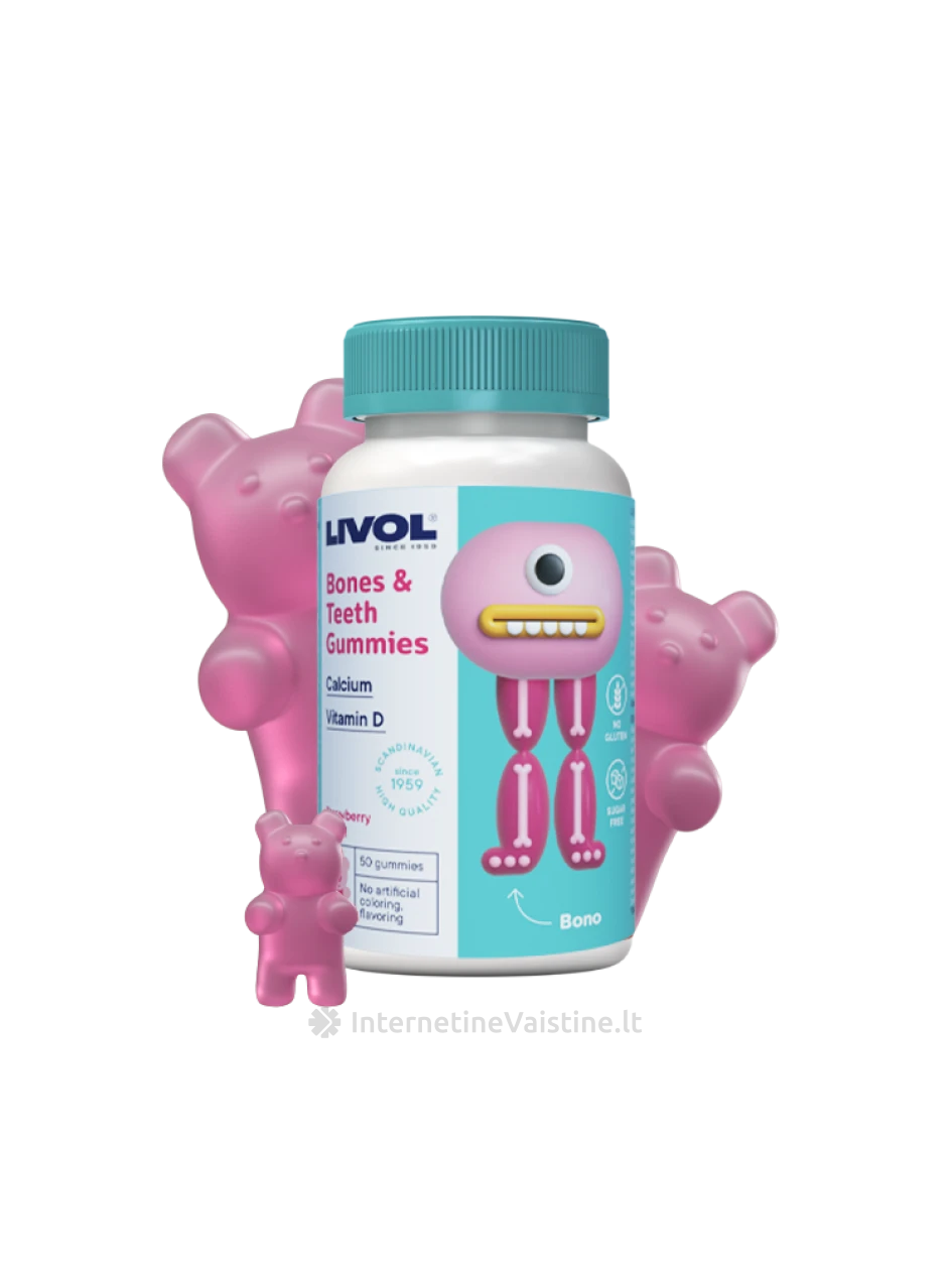 LIVOL Bones and Teeth, 50 guminukų, 50 guminukų | internetinevaistine.lt