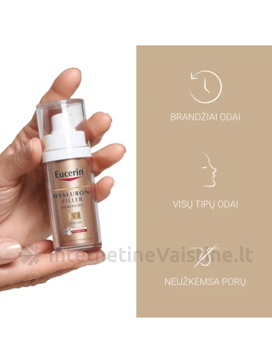 EUCERIN 3D serumas brandžiai odai Hyaluron-Filler + Elasticity, 30 ml  (83566) | internetinevaistine.lt