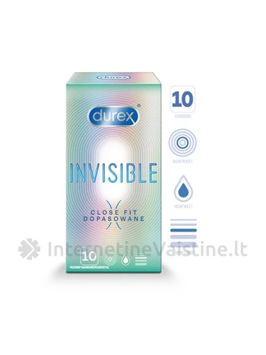 Prez. DUREX Invisible Close Fit N10, 10 vnt. | internetinevaistine.lt
