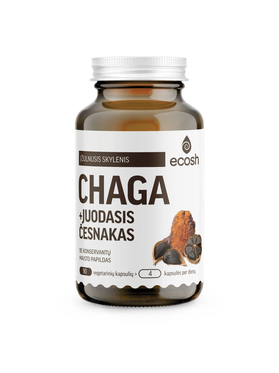 ECOSH Chaga su juod. česnaku, 90 kapsulių | internetinevaistine.lt