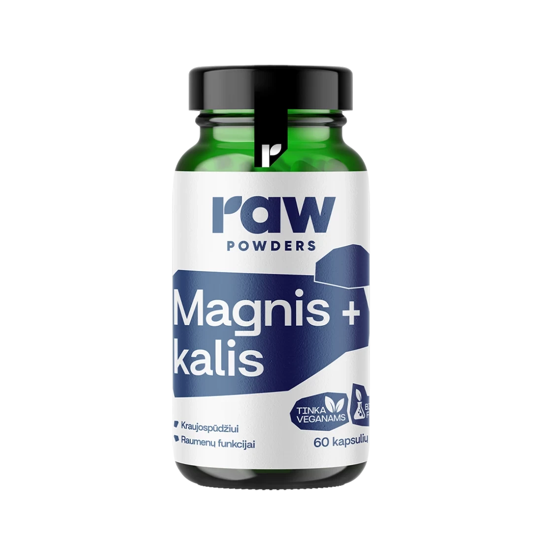 RAW POWDERS Magnis ir kalis PLUS, 60 kapsulių