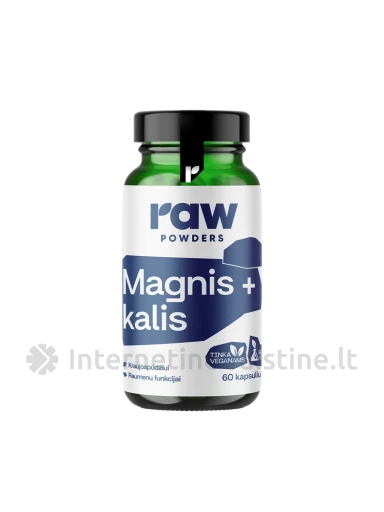 RAW POWDERS Magnesium and Potassium PLUS kaps. N60 | internetinevaistine.lt