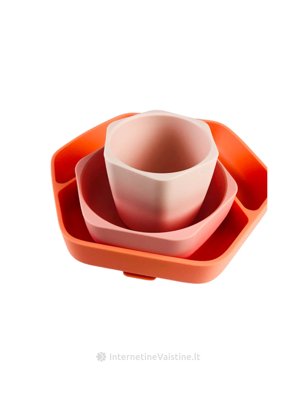 HEORSHE Silikoninių indų rinkinys ROŽINĖ, N1 | internetinevaistine.lt