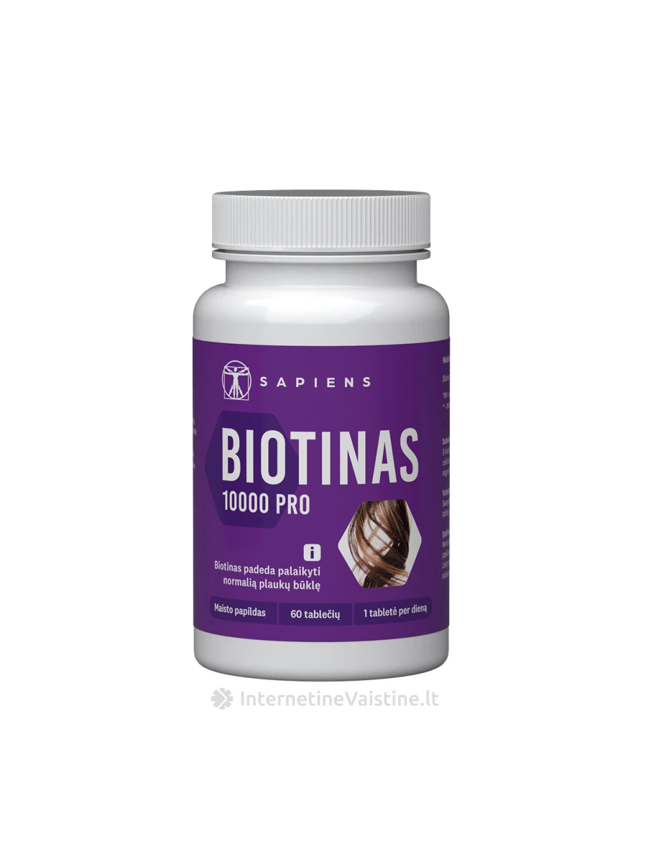 SAPIENS Biotinas 1000 PRO tab. N60, 60 vnt. | internetinevaistine.lt