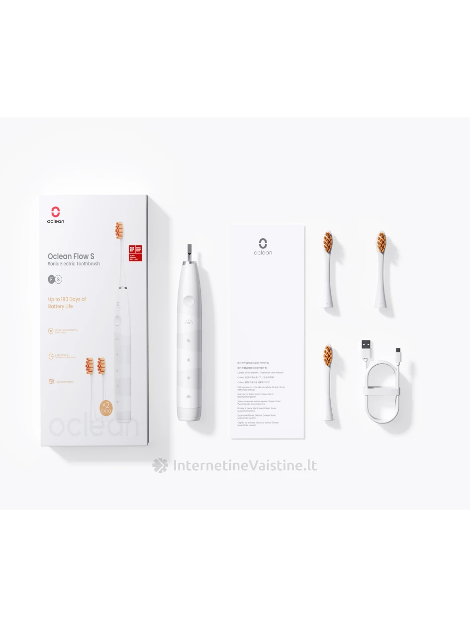 Dantų šep. OCLEAN Flow S White elektrin. N1 | internetinevaistine.lt