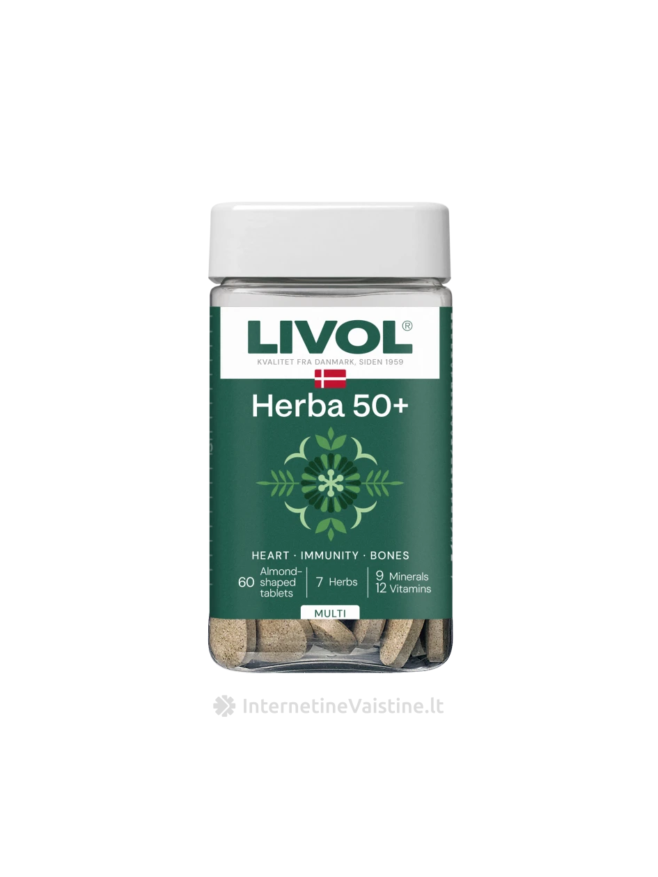 LIVOL MULTI HERBA 50+, 60 migdolo formos tablečių | internetinevaistine.lt