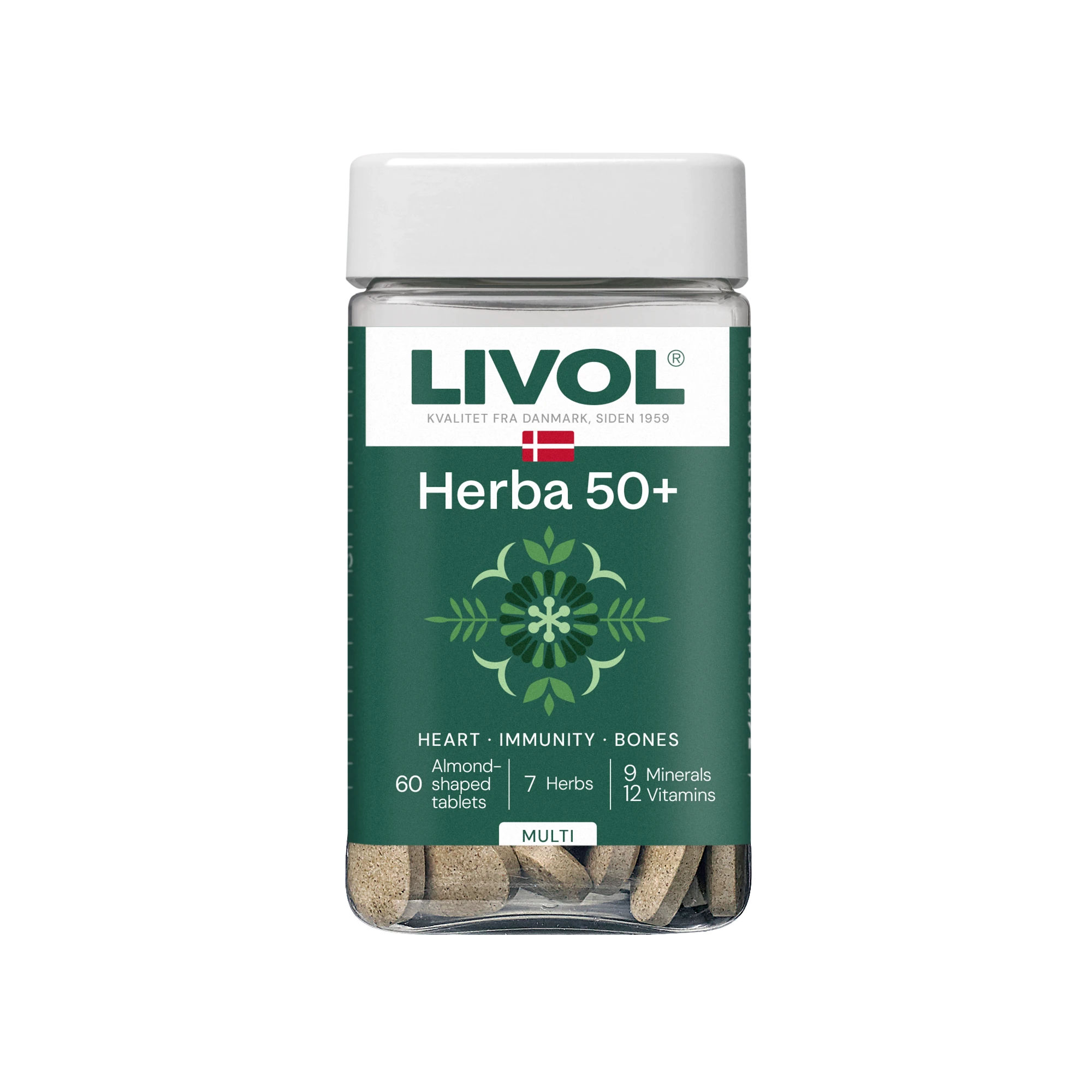 LIVOL MULTI HERBA 50+, 60 migdolo formos tablečių