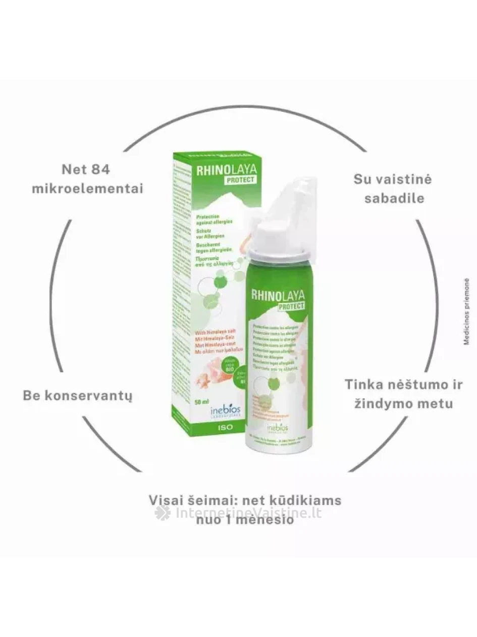 RHINOLAYA PROTECT nosies purškalas su Himalajų druska, 50 ml, Vnt | internetinevaistine.lt