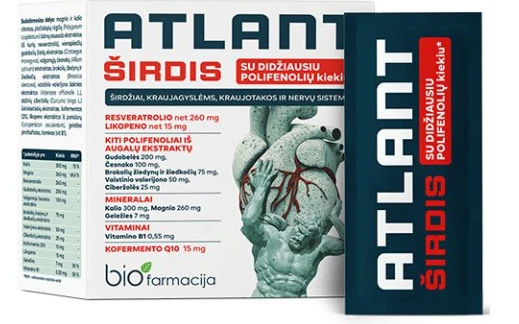 BIOFARMACIJA ATLANT ŠIRDIS širdžiai, kraujotakai ir nervų sistemai milt. N28