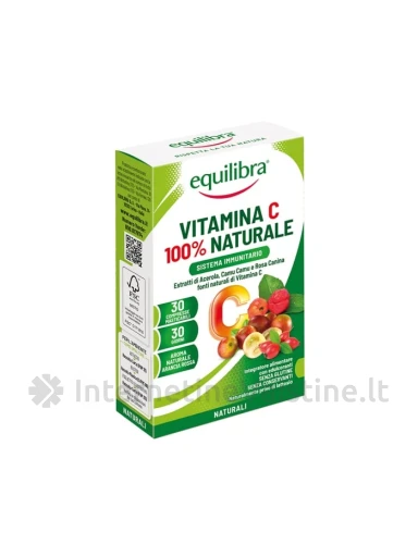 EQUILIBRA natūralus VITAMINAS C, apelsinų skonio kramt. tab. N30 | internetinevaistine.lt