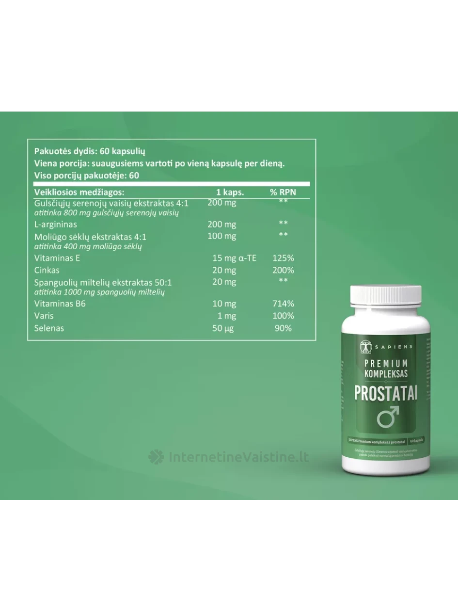 SAPIENS Premium kompleksas prostatai kaps. N60 | internetinevaistine.lt