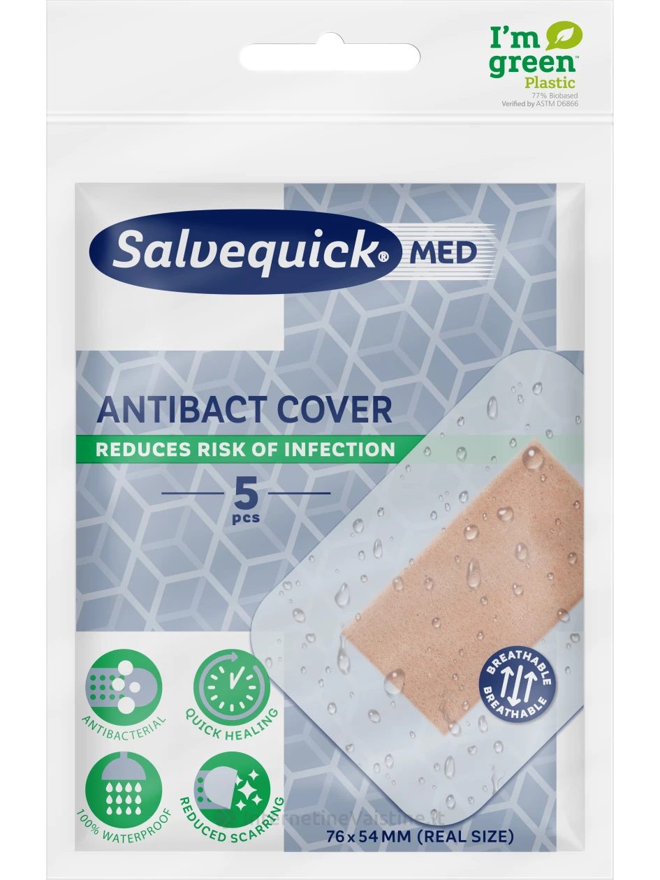 SALVEQUICK greito naudojimo tvarsčiai Antibact Cover N5, N5 | internetinevaistine.lt