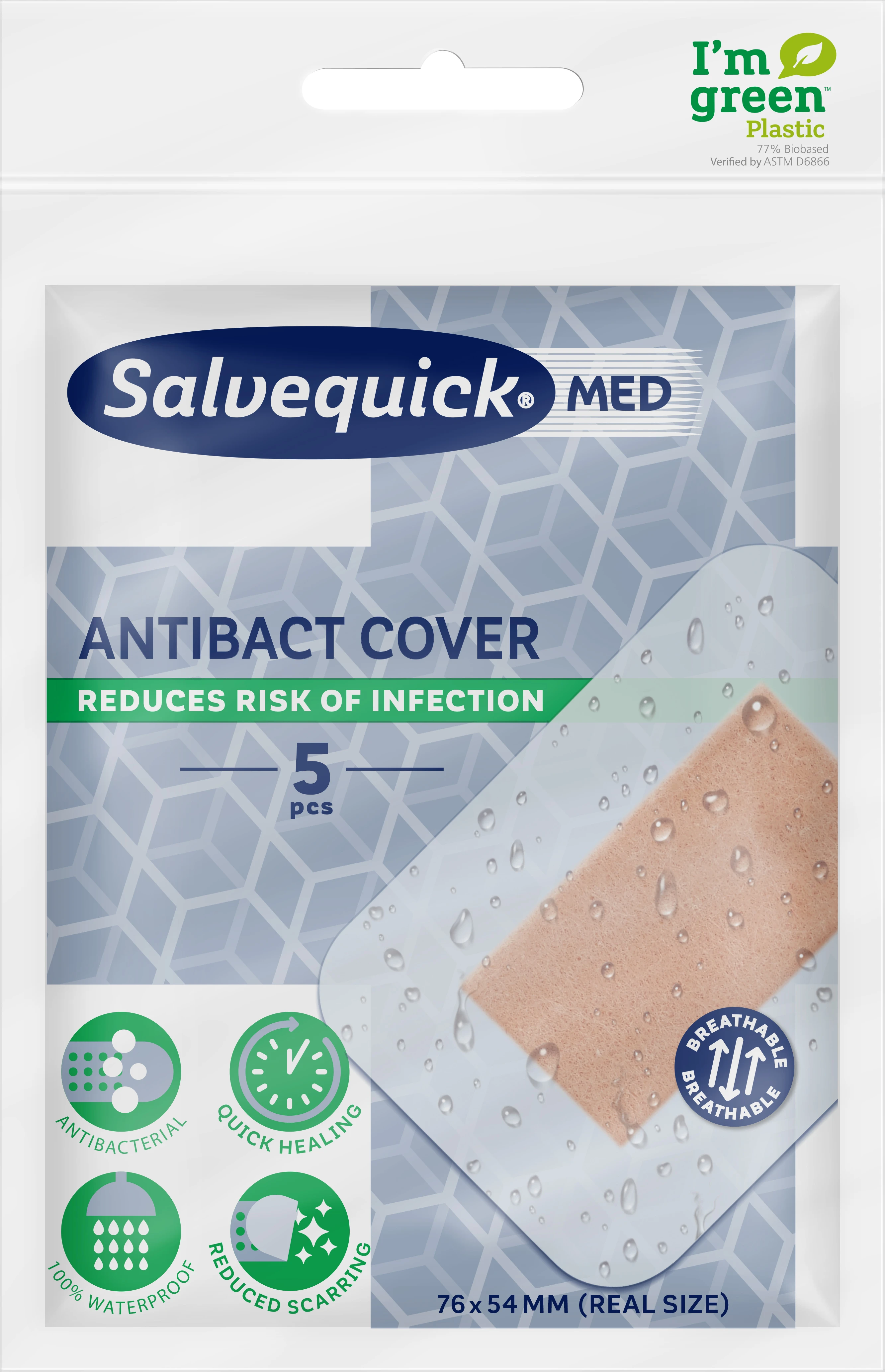 SALVEQUICK greito naudojimo tvarsčiai Antibact Cover N5, N5
