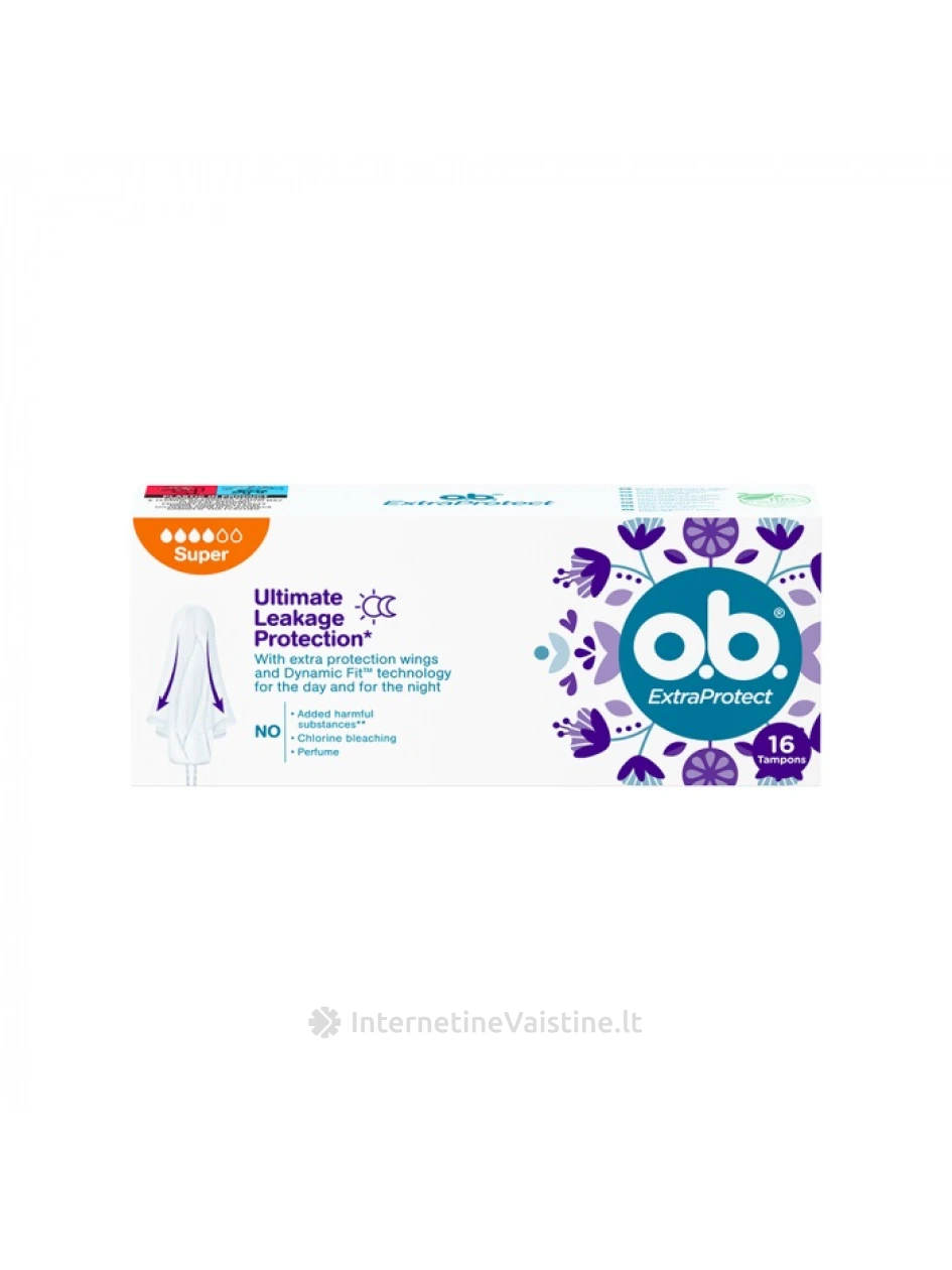 Tamponai O.B. ProComfort Extra Protect Super 16 vnt., 16vnt. | internetinevaistine.lt