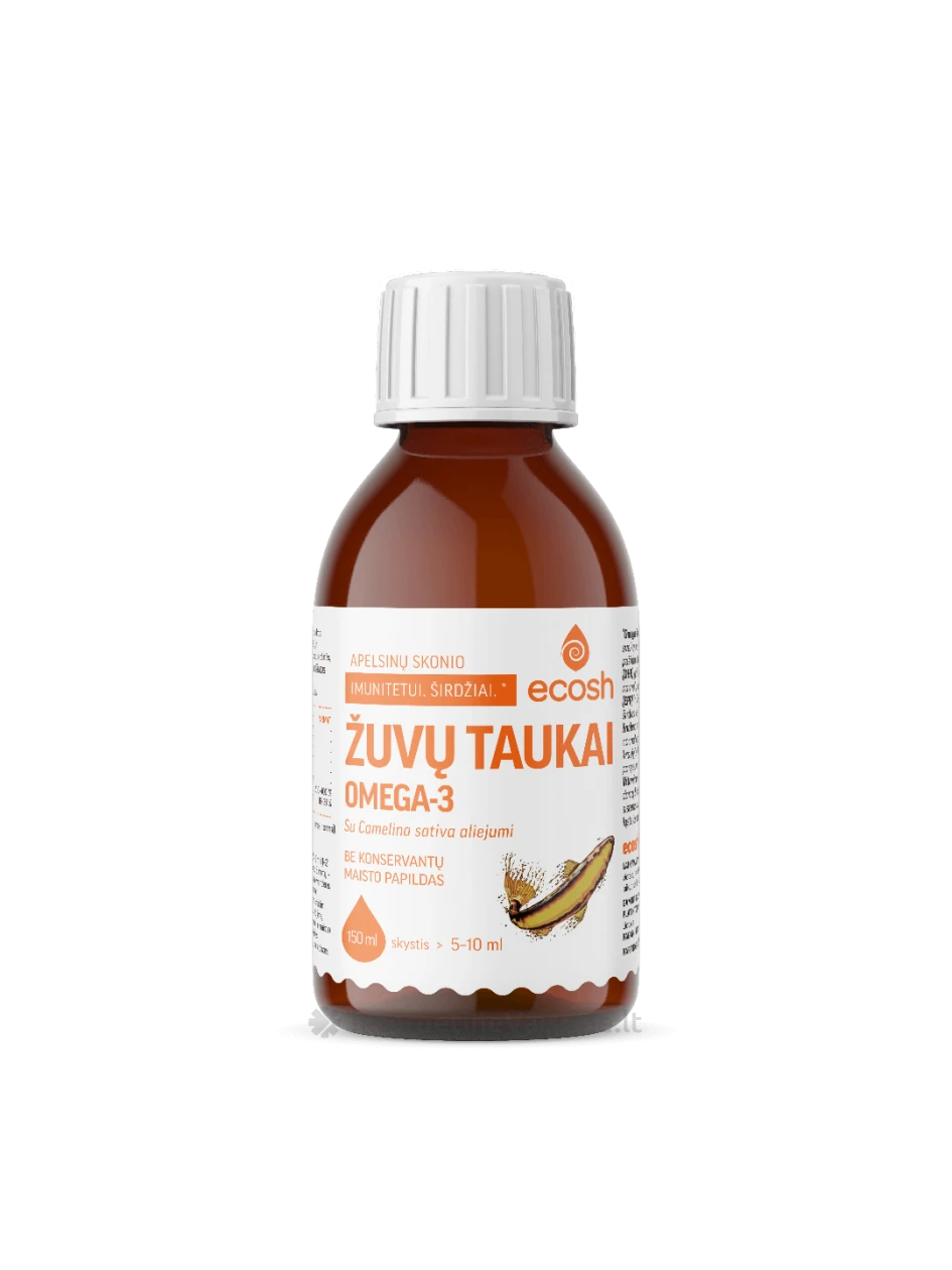 ECOSH žuvų taukai su Camelina sativa al., apelsinų sk., 150ml, Vnt | internetinevaistine.lt