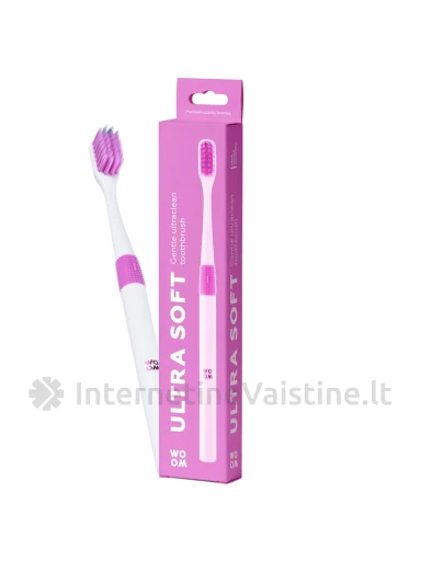 WOOM labai minkštas dantų šepetėlis ULTRA SOFT, rožinis N1), Vnt | internetinevaistine.lt