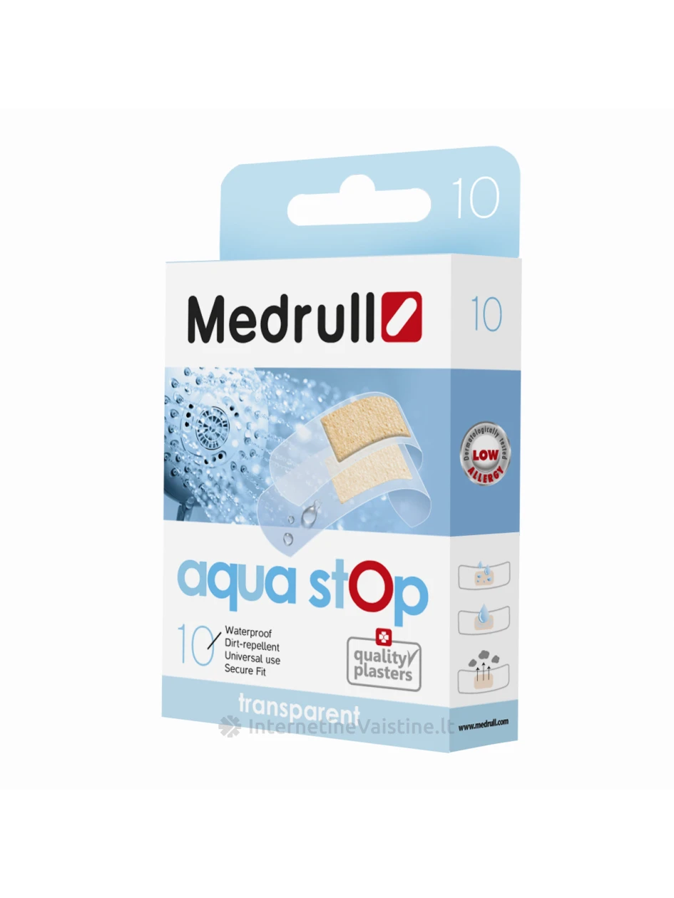 Pleistras (neperšlampamas, permatomas) Aqua Stop 10 vnt. Medrull | internetinevaistine.lt