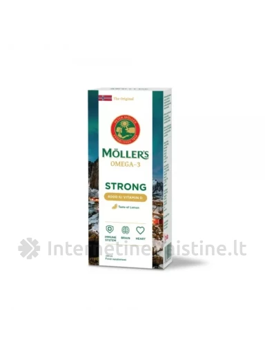 MOLLERS maisto papildas žuvų taukai OMEGA-3 STRONG VITAMIN D 4000 TV, 250 ml | internetinevaistine.lt