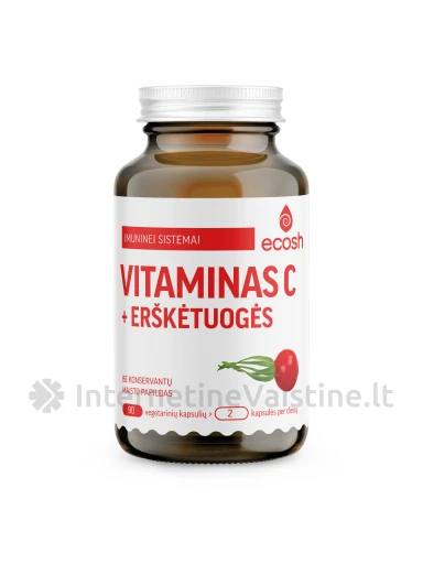 ECOSH vitaminas C su erškėtuogėmis, 90 kapsulių | internetinevaistine.lt