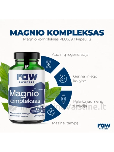 RAW POWDERS Magnesium Complex PLUS kaps. N90 | internetinevaistine.lt