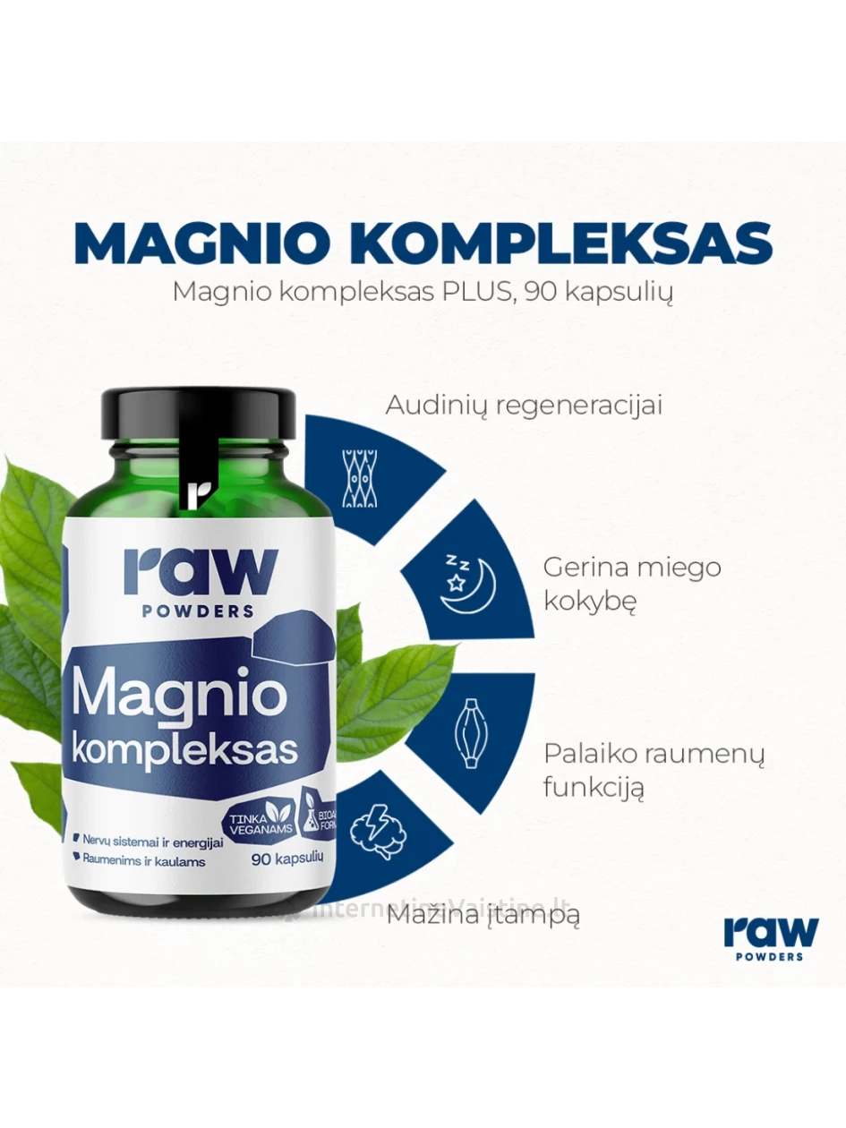 RAW POWDERS Magnesium Complex PLUS kaps. N90 | internetinevaistine.lt