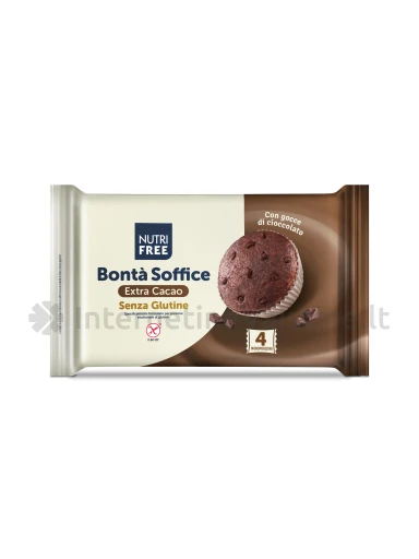 NUTRIFREE šokoladiniai keksiukai be glitimo BONTÀ SOFFICE EXTRA CACAO, 140g | internetinevaistine.lt