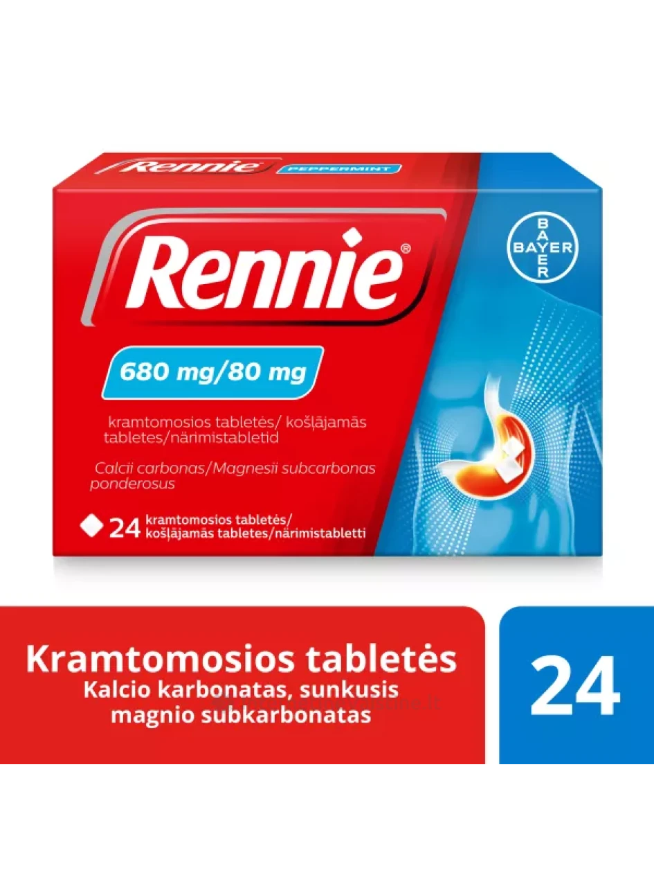 RENNIE 680 mg/80 mg kramtomosios tabletės 24 | internetinevaistine.lt