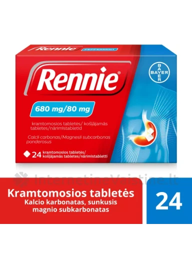RENNIE 680 mg/80 mg kramtomosios tabletės 24 | internetinevaistine.lt