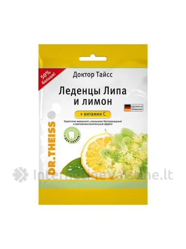 DR.THEISS, ledinukai liepžiedžių ir citrinų skonio su vitaminu C, 75 g, Vnt | internetinevaistine.lt