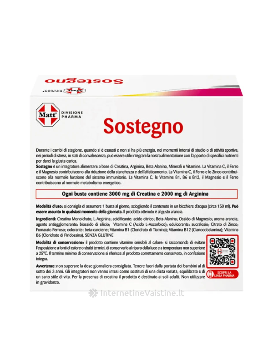 MATT DIVISIONE PHARMA Sostegno, maisto papildas energijos apykaitai palaikyti, 20 pakelių | internetinevaistine.lt