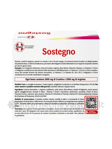 MATT DIVISIONE PHARMA Sostegno, maisto papildas energijos apykaitai palaikyti, 20 pakelių | internetinevaistine.lt