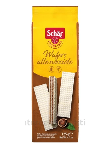 Schär WAFERS ALLE NOCCIOLE - vafliai su riešutų kremo pertepimu be glitimo, 125g | internetinevaistine.lt