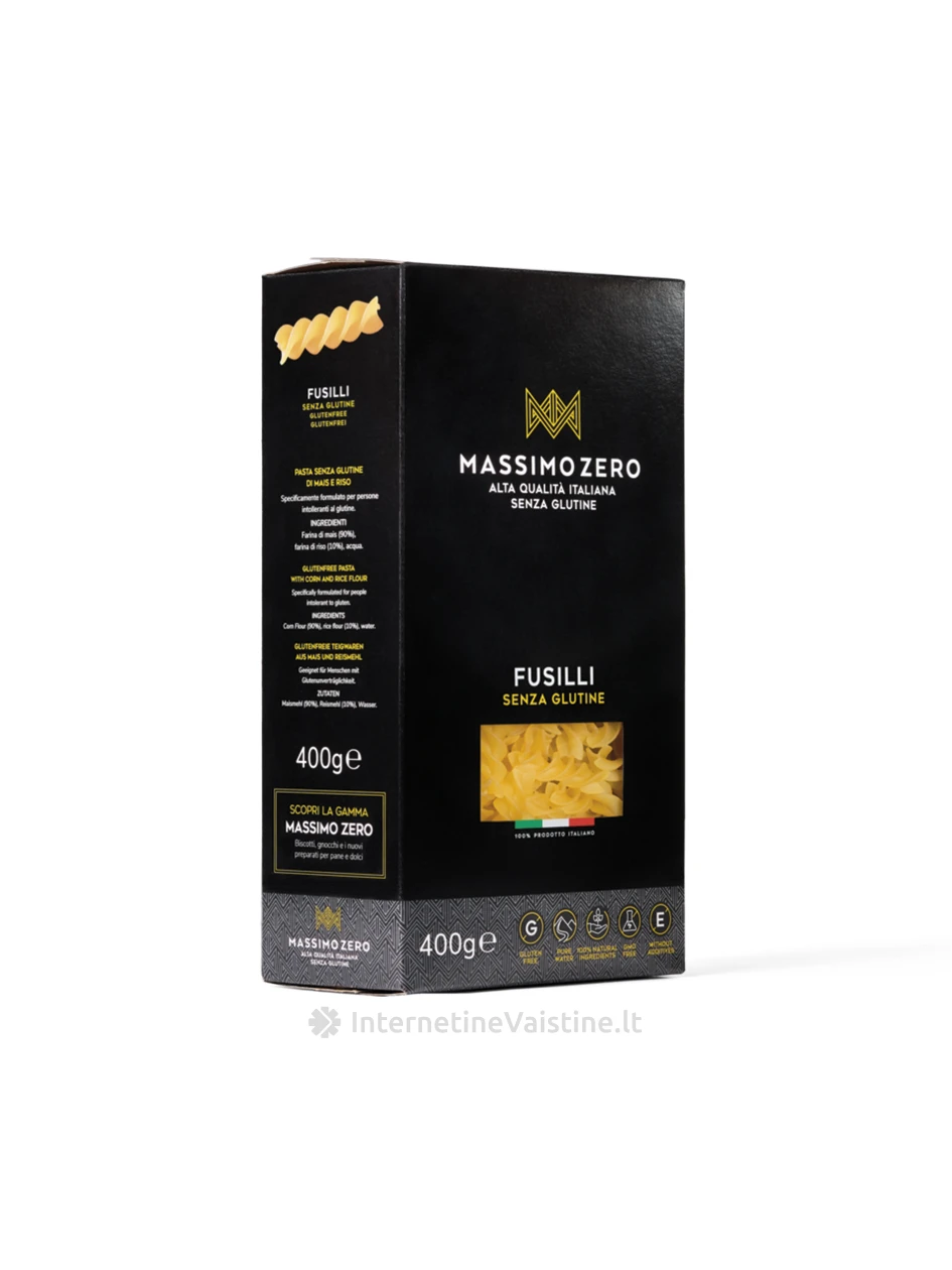 MASSIMO ZERO FUSILLI - makaronai be glitimo, 400g | internetinevaistine.lt