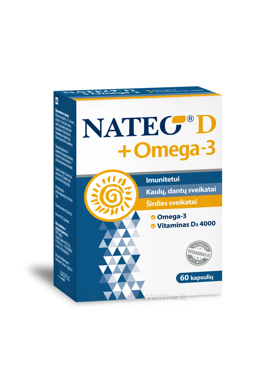 NATEO® D + Omega-3 IU4000, 60 kapsulių, 60 kapsulių | internetinevaistine.lt