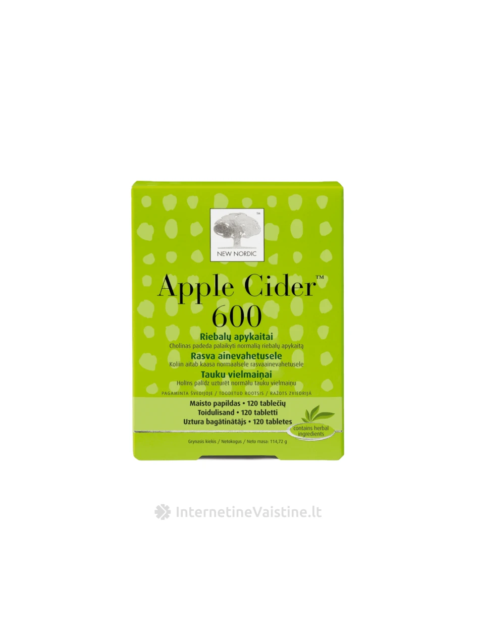 NEW NORDIC APPLE CIDER (Obuolių sidras) 600mg tab. N120 | internetinevaistine.lt