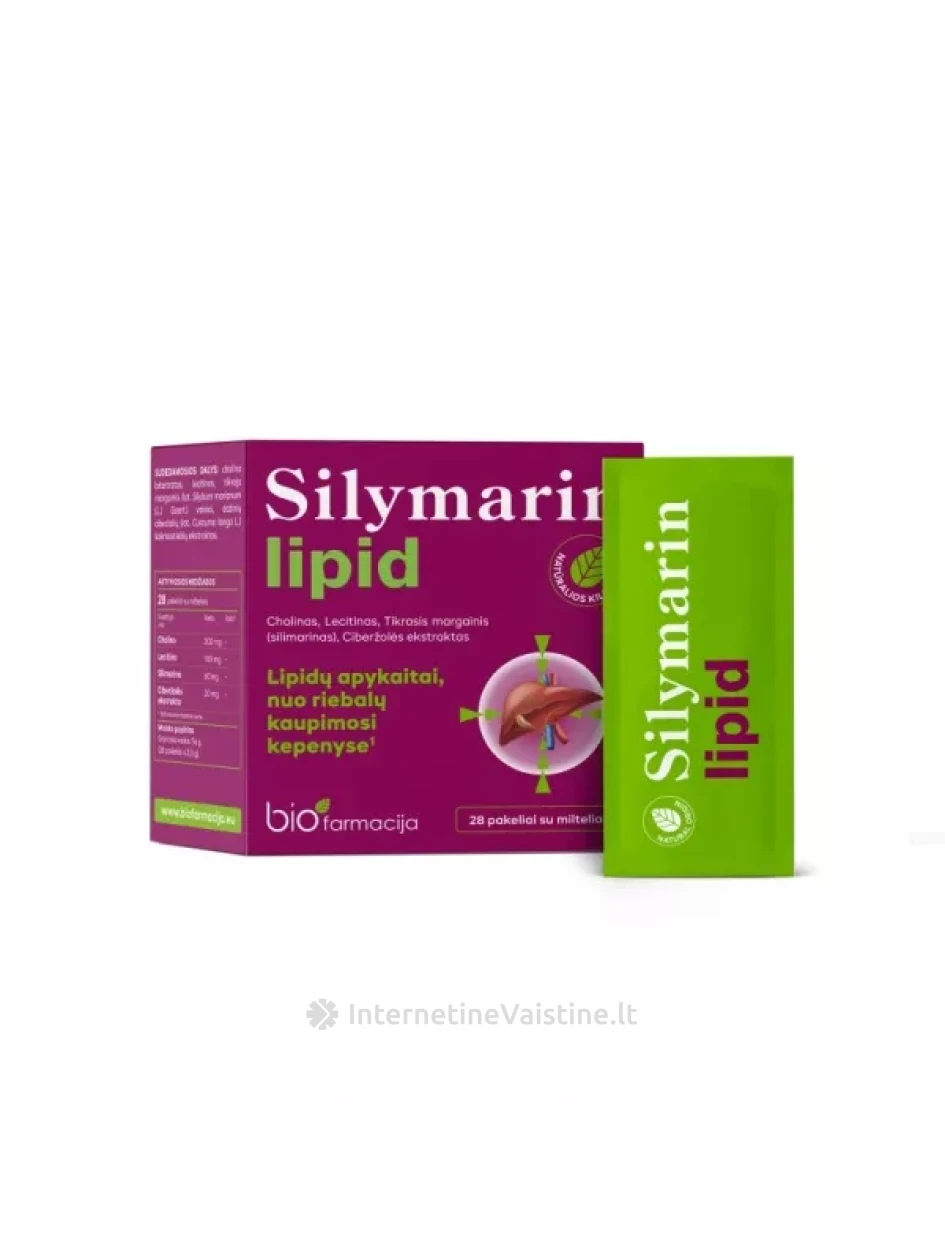 BIOFARMACIJA maisto papildas milteliais SILYMARIN LIPID, 28 pak | internetinevaistine.lt
