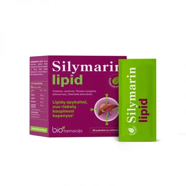 BIOFARMACIJA maisto papildas milteliais SILYMARIN LIPID, 28 pak