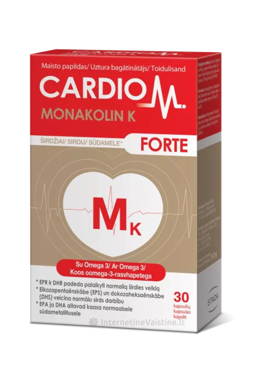 CARDIO M Monakolin K Forte kaps. N30 | internetinevaistine.lt