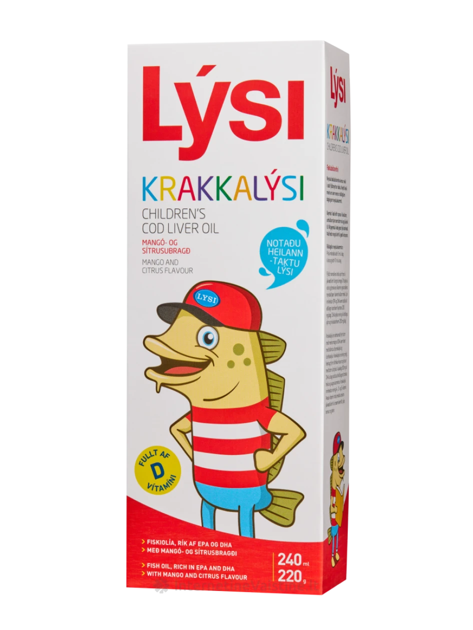Lysi CHILDRENS - žuvų taukai vaikams mango skonio, 240 ml | internetinevaistine.lt
