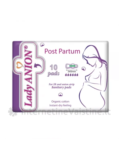LADY ANION higieniniai paketai po gimdymo su anijonų juostele, 340 mm, N10 | internetinevaistine.lt