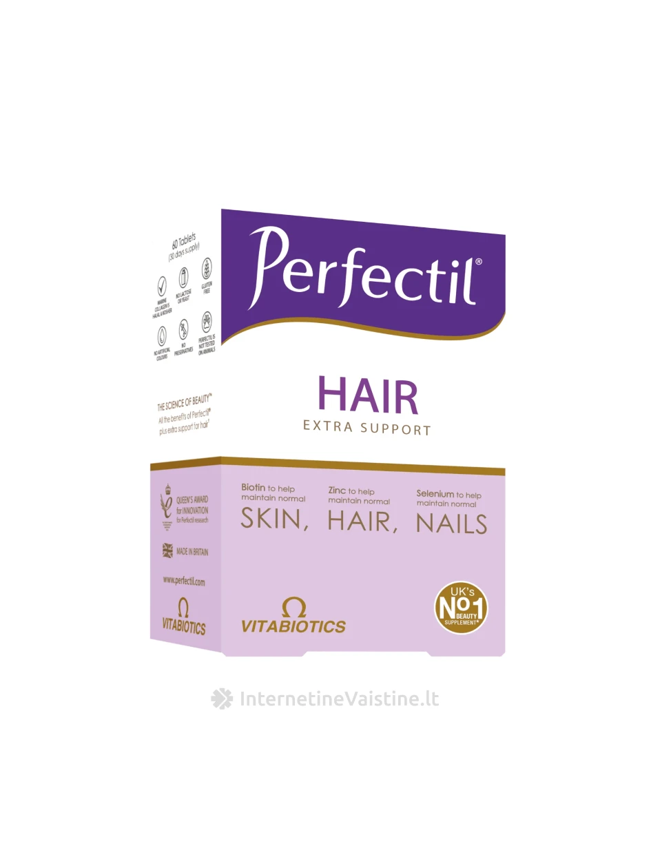 VITABIOTICS Maisto papildas plaukams PERFECTIL PLUS HAIR, 60 tab. | internetinevaistine.lt