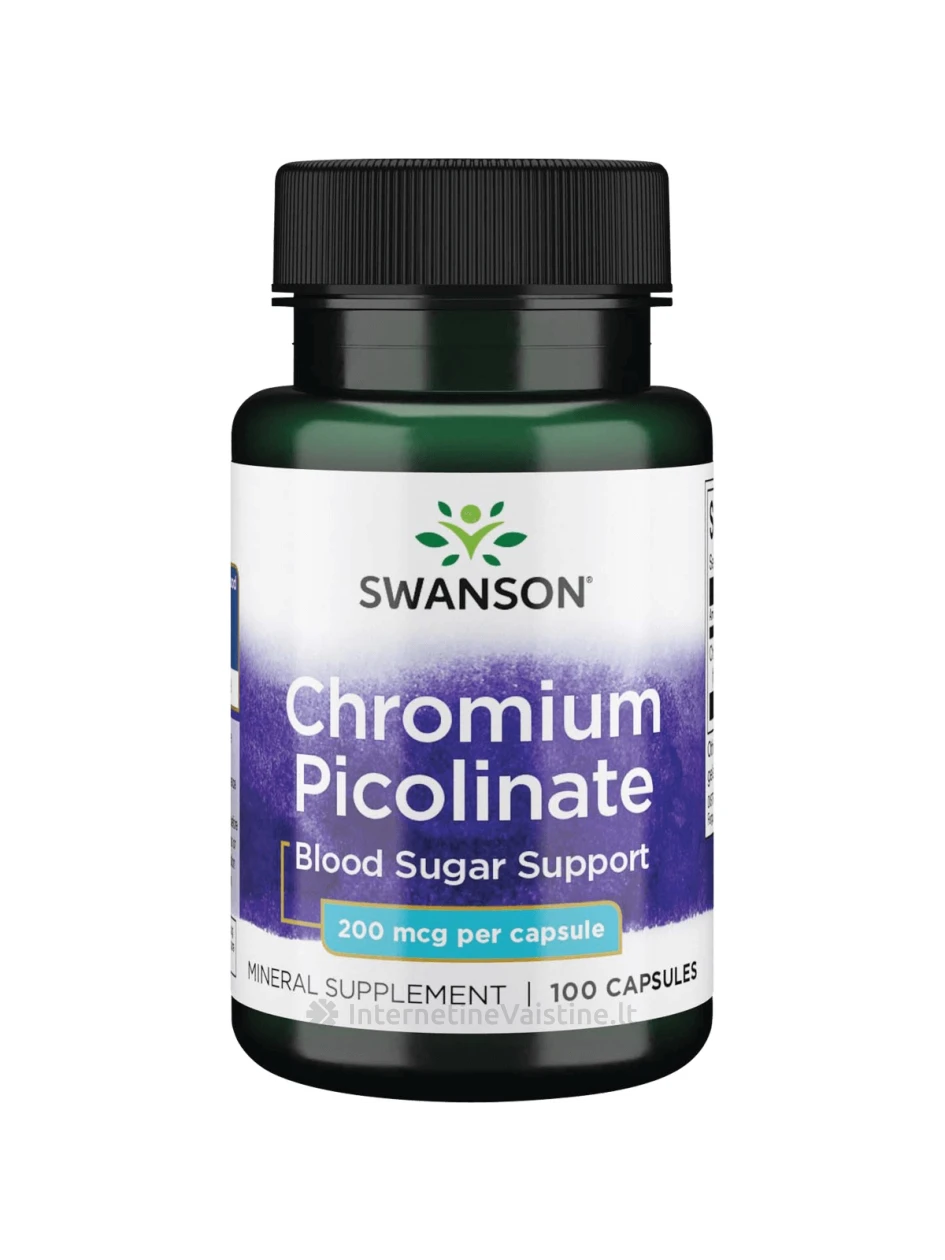 SWANSON, Chromas 200mcg, 100 kapsulių, N1 | internetinevaistine.lt