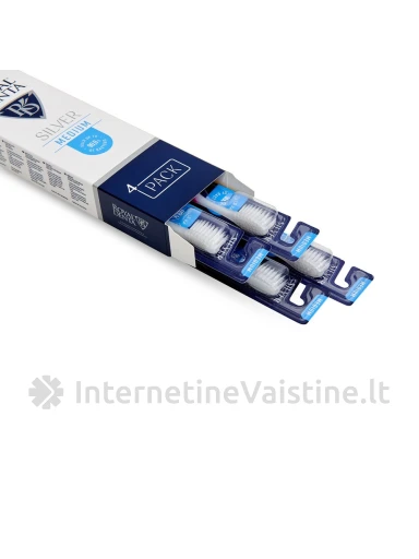 ROYAL DENTA dantų šepetėlių rinkinys SILVER MEDIUM, 4 vnt. | internetinevaistine.lt