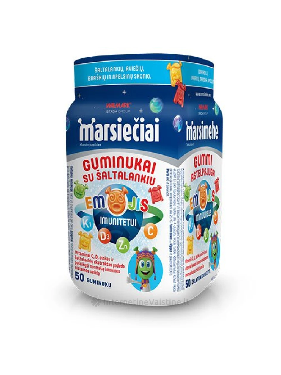 MARSIEČIAI guminukai Emoji su šaltalankiu N50, 50 vnt. | internetinevaistine.lt
